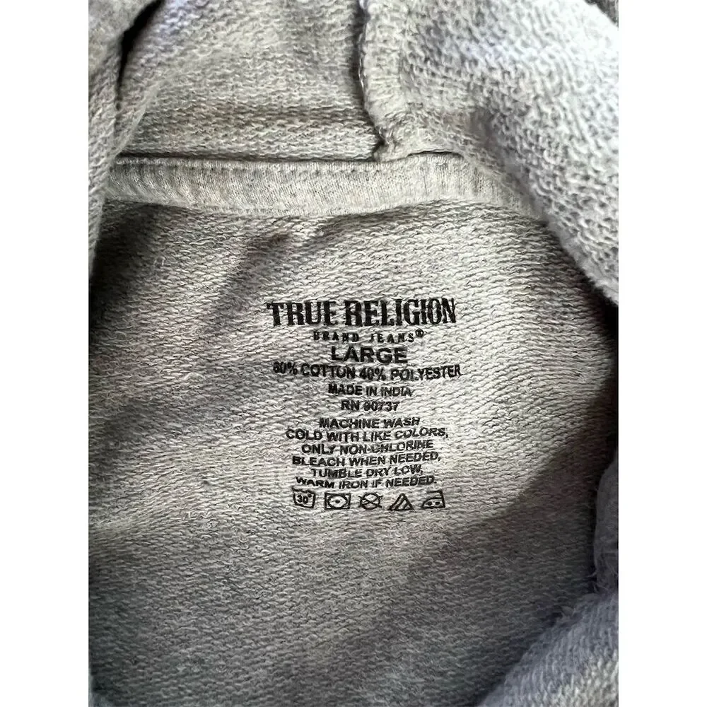True Religion Men's Gray Graphic Print Pullover Hoodie Size L